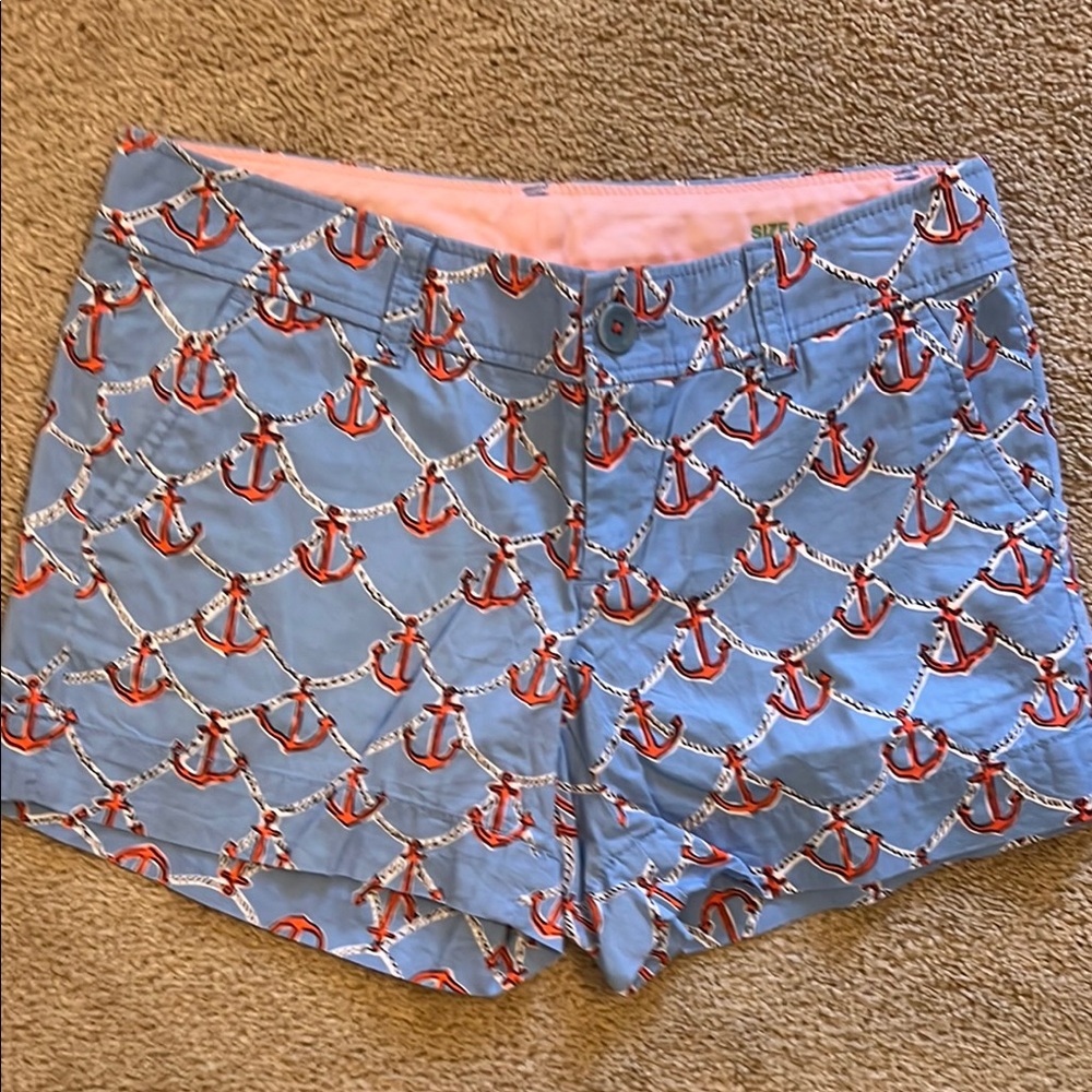 Rare Lilly Pulitzer Nautical Blue Anchor Print Women's Callahan Shorts size 0